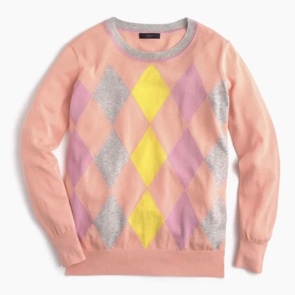 💜 J. Crew Pink Argyle Sweater 💜